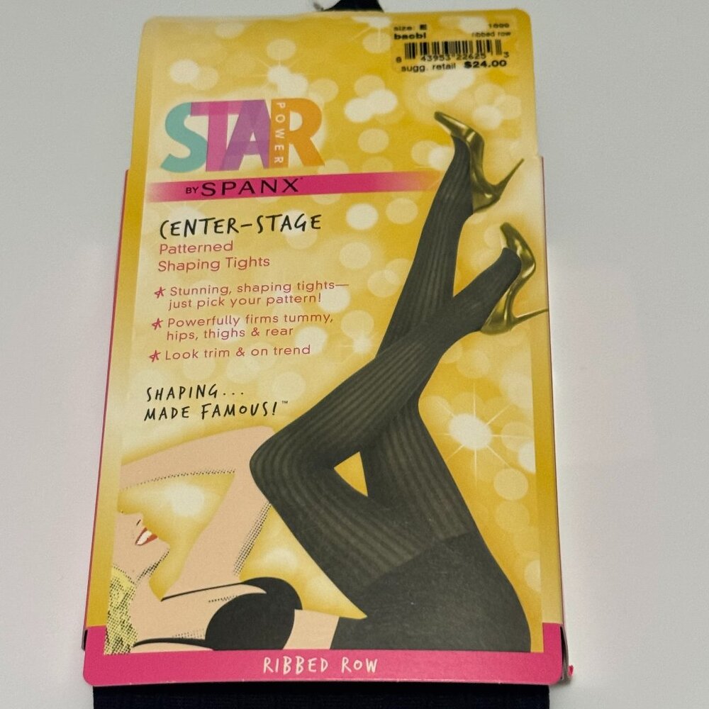 Star by Spanx Center Stage Patterned Shaping Rights Size E Black‎ Ribbed Row NEW